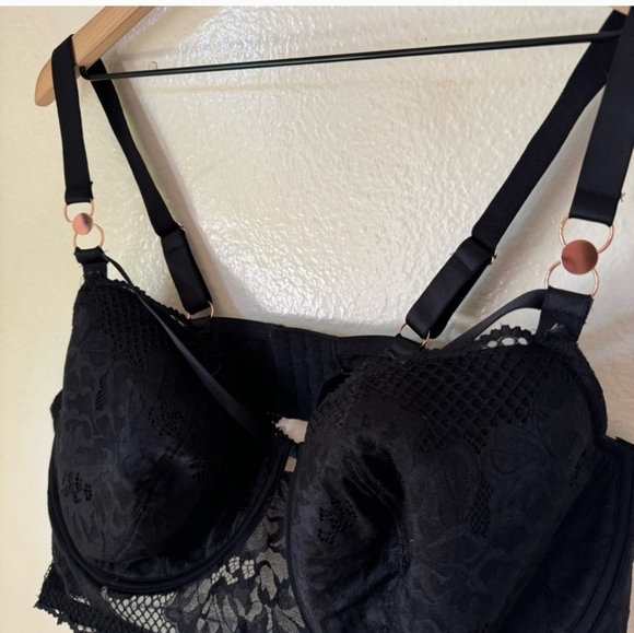 ❄️❄️ NWOT ASOS CURVE 48DDD Figleaves Curvy Black Amore Padded Midi Balcony Bra - Picture 4 of 7